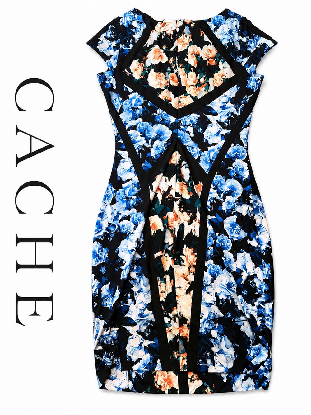 NWT- Cache Floral Sleeveless Dress - Black, Blue, Orange